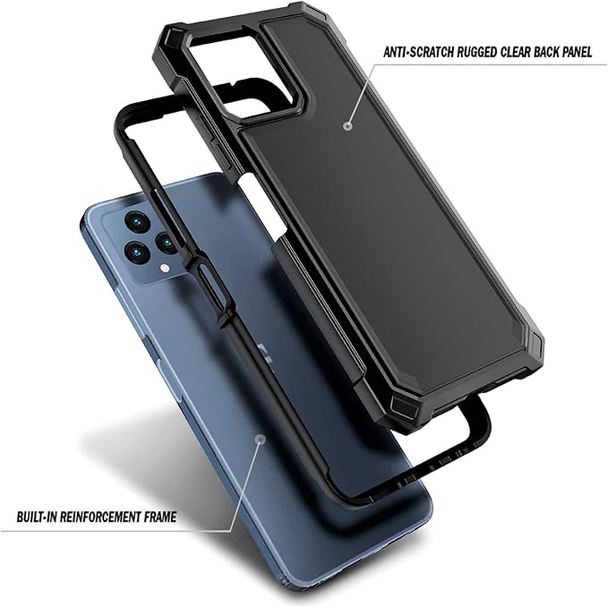 NZND Designed for T-Mobile REVVL 6 5G Phone Case, REVVL 6X 5G Phone Case with [Built-in Screen Protector], Full-Body Shockproof Protective Rugged Bumper Cover Case (Black)