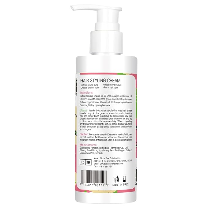 3-In-1 Styling Cream for Flyaways - Anti-Frizz Cream to Define All Hair Types & Textures - Add Shine and Smoothness with Brush