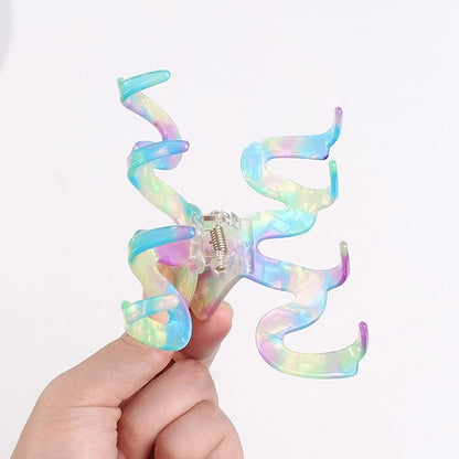Jayongnee Multicolored Women's Hair Claw Clips - 5Pcs Large Claws for Thick and Thin Hair