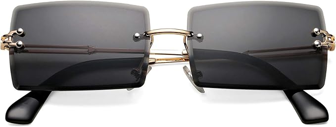 Rectangle Sunglasses for Men/Women Small Rimless Square Shade Eyewear