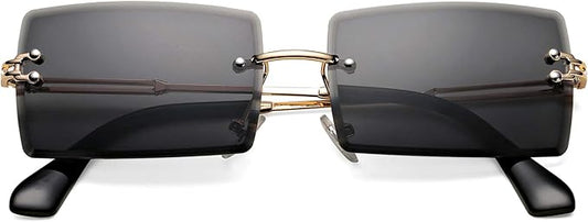 Rectangle Sunglasses for Men/Women Small Rimless Square Shade Eyewear