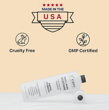 100% Pure Acetone Nail Polish Remover | Professional Quality | Easy To Use | Rapidly Removes Natural, Gel, Acrylic, shellac, and Glitter Nails | 8 Fl oz