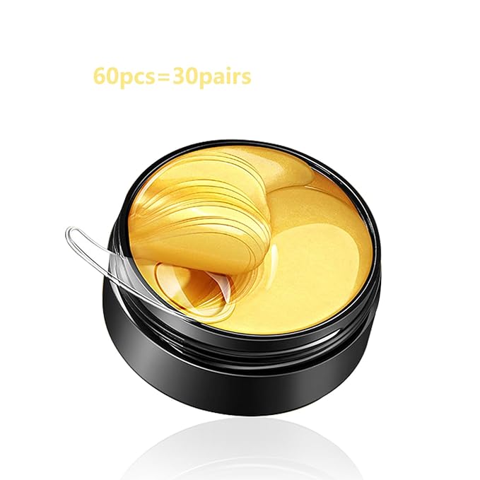 24k Gold Under Eye Patches, Eye Mask for Puffy Eyes Dark Circles Bags and Wrinkles, Moisturizing Fine Lines Under Eye Patches for Women (30 Pairs)