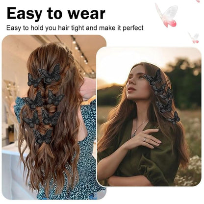 20Pcs Butterfly Hair Clips - Black Moving Butterfly Clips Fairy Accessories for Women & Teens