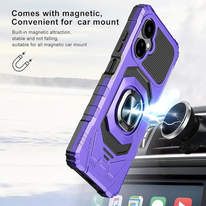 for Boost Mobile Celero 5G 2024 Case with 1 Pack Screen Protector,Dual Layer Hybrid Heavy Duty Defender Protection,Sleek Rugged Reinforced Cushion Corner Kickstand Shockproof Bumper Cover Purple