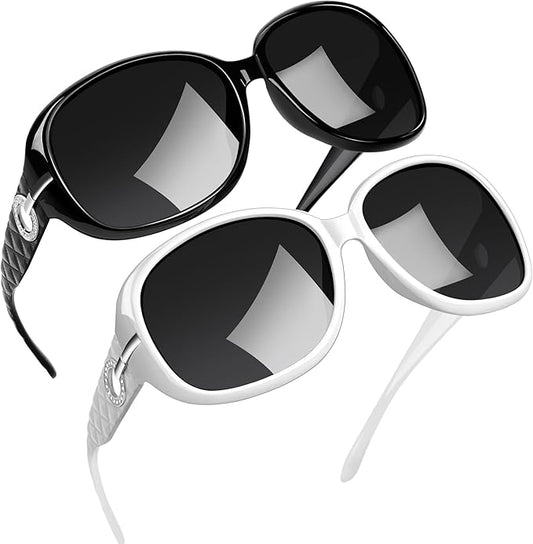 Joopin Big Womens Sunglasses Polarized Trendy Sun Glasses Large Rectangle UV Protection Rhinestone Sunnies