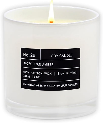 Lulu Candles | Moroccan Amber | Smells Musky & Floral | Luxury Scented Soy Jar Candle | Hand Poured in The USA | Highly Scented Long Lasting (9 Oz.)