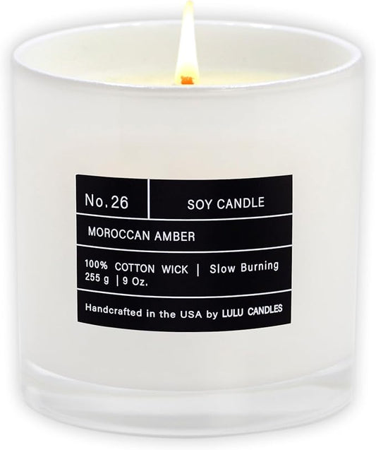 Lulu Candles | Moroccan Amber | Smells Musky & Floral | Luxury Scented Soy Jar Candle | Hand Poured in The USA | Highly Scented Long Lasting (9 Oz.)