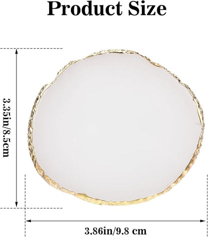 Ouligay Resin Art Palette Makeup Mixing Palette Gold Edge Nail Art Tool Gel Design Nail Art Makeup Mixing Tray DIY (White)