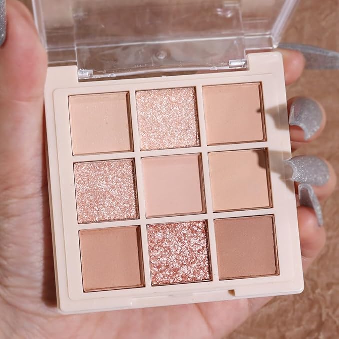 Nude Pink Beige Eyeshadow Palette,Natural Neutral Soft Small Cream Light Colors Eyeshadow Palette,Highly Pigmented Eye Shadow palette Long Lasting Naturing-Looking Make Up Pallets for Women,Vegan