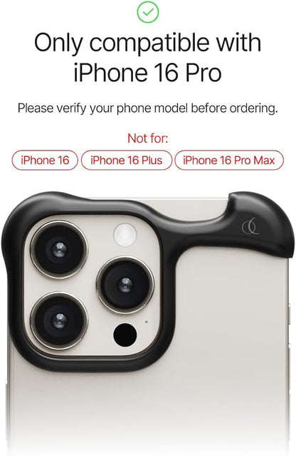 Arc Pulse Compatible with iPhone 16 Pro Phone Case (2024), Minimalist Protective Shock Absorption Aerospace Grade Aluminum Shells + Elastomer Inlays Easy Fit 6.3 inch (Aluminum Matte Black)