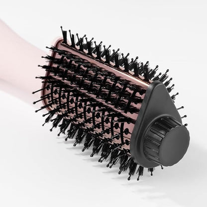 L'ANGE HAIR Le Volume Elevé 65MM 2-in-1 Titanium Brush Dryer | Dry and Style | Unique Teardrop Shape Barrel | 3 Heat Settings | 360° Vented Airflow | Ionic Technology for Frizz-Free Styling (Blush)