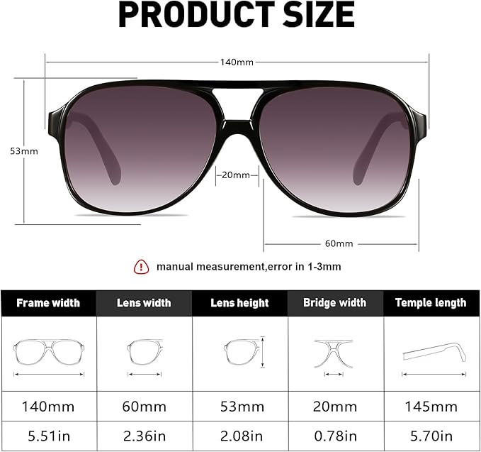 YDAOWKN Retro Aviator Sunglasses for Women Mens Large Frame Classic Vintage 70s Sun Glasses Aviators