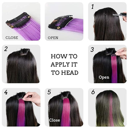 16Pcs Color Clip in Hair Extensions Purple Blue Multiple Color Hair 20inch Colorful Straight Fashion Clip on Hairpieces for Girls Women(Purple + Blue)