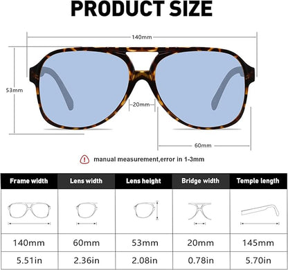 YDAOWKN Retro Aviator Sunglasses for Women Mens Large Frame Classic Vintage 70s Sun Glasses Aviators
