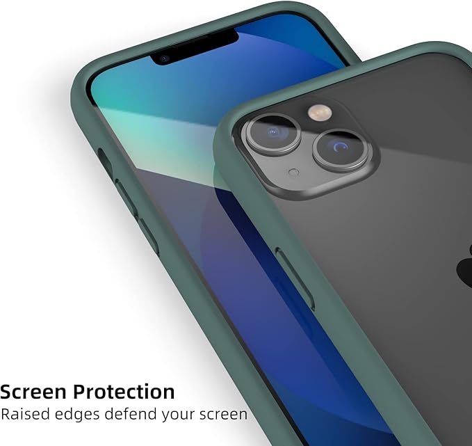K TOMOTO Compatible with iPhone 13/13 Pro Bumper Case (6.1 Inch), Liquid Silicone Frame Bumper Case [Raised Edge Protection] [Drop Protection] [Silky and Soft Touch], Pine Green