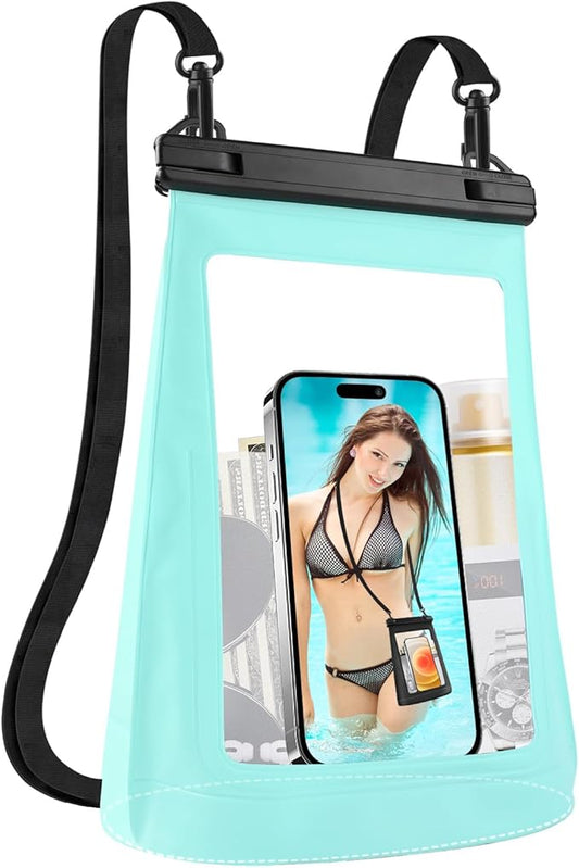 2L Waterproof Phone Pouch Floating for Cruise Essentials 2025, Cruise Ship Dry Bag for Beach Vacation Essentials, IPX8 Crossbody Bags for iPhone 16 15 14 13 12 Pro Max Galaxy Pixel - Green