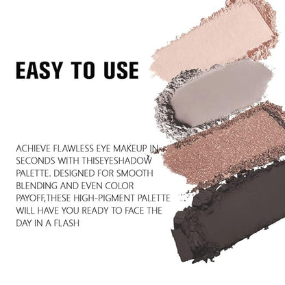 4 Colors Light Beige Gray Brown Black Eye Shadow Palette Makeup, Neutral Matte Shimmer Eyeshadow Palette for Women Highly Pigmented Waterproof, paleta de sombras de ojos, Vegan & Cruelty-free07