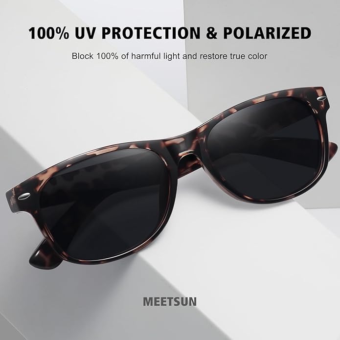 MEETSUN Classic Polarized Sunglasses for Women Men Trendy Retro Sun Glasses for Driving UV Protection (3 Pack)