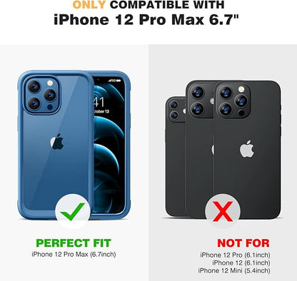 Miracase Designed for iPhone 12 Pro Max Case, Full Body Rugged Case with Built-in Touch Sensitive Anti-Scratch Screen Protector, Soft TPU Case Compatible with iPhone 12 Pro Max 6.7", Water Blue
