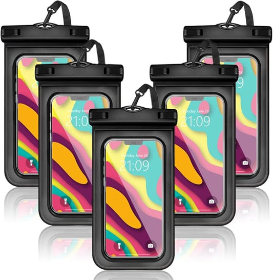 5 pcs Universal Waterproof Phone Pouch, Cellphone Dry Bag IPX8 Underwater Waterproof Case Compatible with iPhone 12/11 Pro Max/Pro/8 Plus, Galaxy S21/S20/S10/Note 20/10/9, Plus Phones up to 6.8"