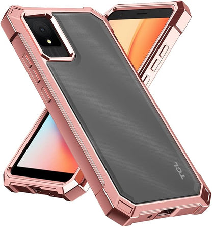 Ailiber for TCL K11 Case with Screen Protector, TCL K11 T432W Clear Case, Dual Layer Shockproof Bumper, Clear Transparent [Anti Yellowing], Slim Scratch-Resistant Cover-Rose Gold