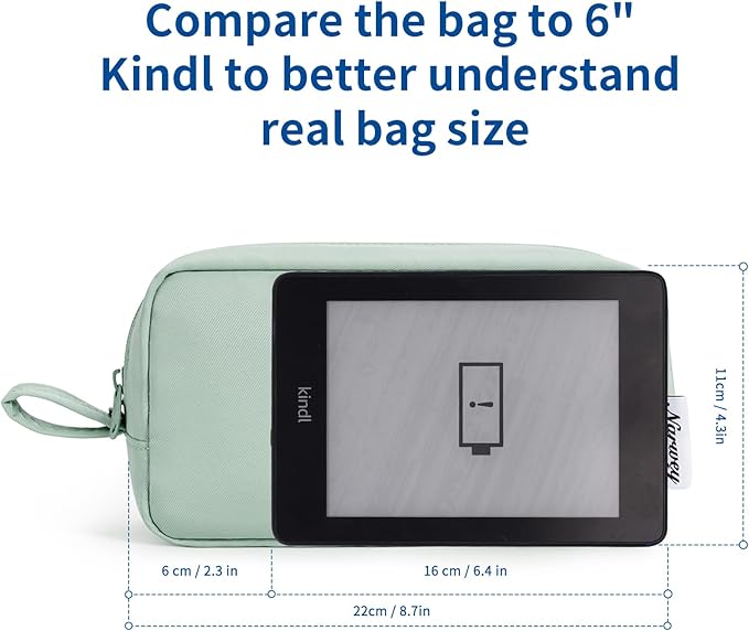 Narwey Cute Makeup Bag Small Toiletry Bag Travel Cosmetic Bag Organizer Make Up Bags with Organized Pockets for Women (Mint Green, Large)