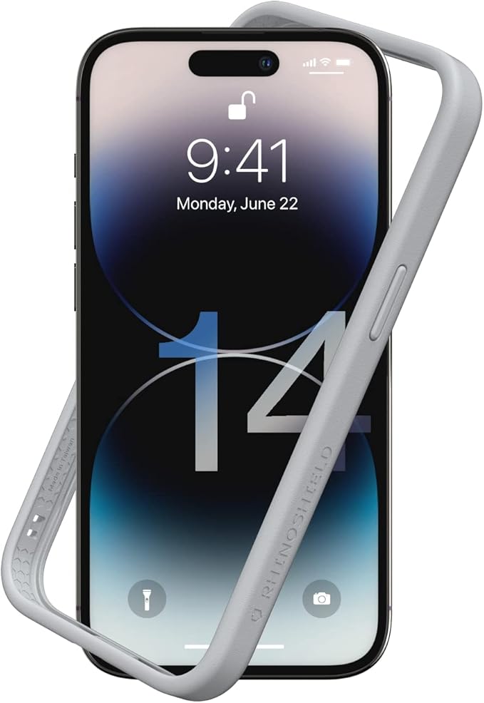 RhinoShield Bumper Case Compatible with [iPhone 14 Pro] | CrashGuard NX - Shock Absorbent Slim Design Protective Cover 3.5M / 11ft Drop Protection - Platinum Gray