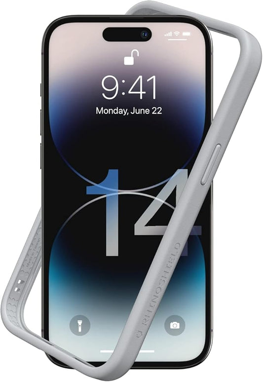 RhinoShield Bumper Case Compatible with [iPhone 14 Pro] | CrashGuard NX - Shock Absorbent Slim Design Protective Cover 3.5M / 11ft Drop Protection - Platinum Gray