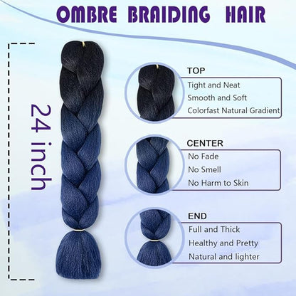 Ombre Braiding hair synthetic Crochet braids twist 24inch 3pcs/lot 100g Ombre two three tone Jumbo braid hair extensions Dreadlocks