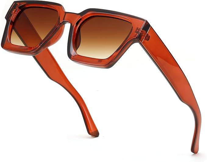 FEISEDY Retro 90s Square Sunglasses for Women Men Trendy Chunky Rectangle Sunglasses UV400 Protection B2385