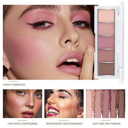 5 Color Eye Shadow Palette Makeup, Nude Coffee Pink Brown Dark Brown, Velvety Matte Finish, Highly Pigmented Make up Eyeshadow Palette, Long Lasting Waterproof, Neutral Daily Eye Makeup 04#
