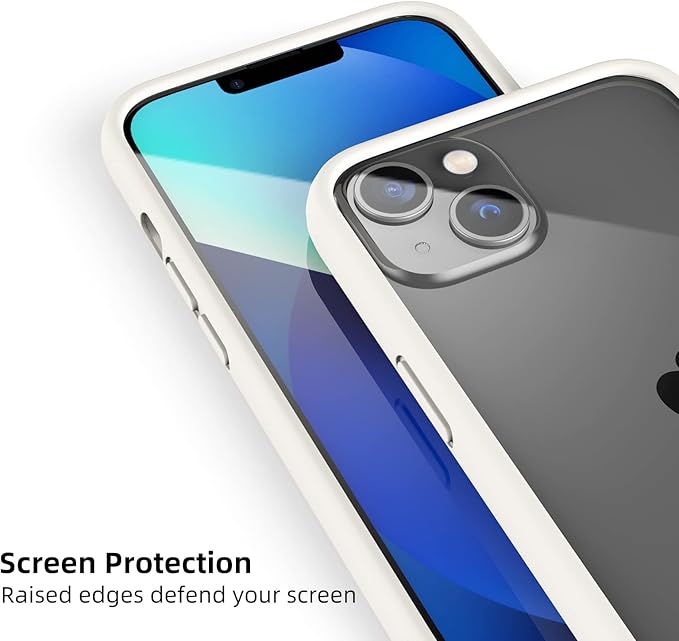 K TOMOTO iPhone 13/13 Pro Bumper Case (6.1 Inch), Liquid Silicone Bumper with Shock-Absorb, Raised Edge Protection, Drop Protection, Silky and Soft Touch Frame, White