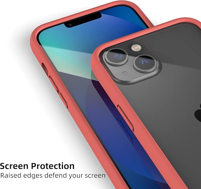 K TOMOTO Compatible with iPhone 13/13 Pro Bumper Case (6.1 Inch), Liquid Silicone Frame Bumper Case [Raised Edge Protection] [Drop Protection] [Silky and Soft Touch], Coral