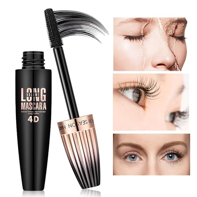 4D Silk Fiber Lash mascara, Waterproof Mascara Black Volume and Length, Natural Lengthening and Thick, Smudge-Proof,No Clumping, Instantly Create The Look of Lash Extensions, All Day Full, 2 Pack