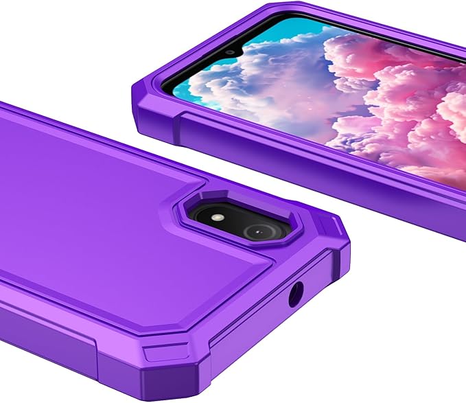 for Cloud Mobile Stratus C8 Case with Screen Protector,Full Body Protection Front PC Back Soft Silicone Bumper,Heavy Duty Protection Shockproof Phone Case for Cloud Mobile Stratus C8 Purple