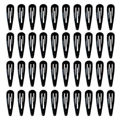 40 Pack Black 2 Inch Barrettes Women Metal Snap Hair Clips Accessories