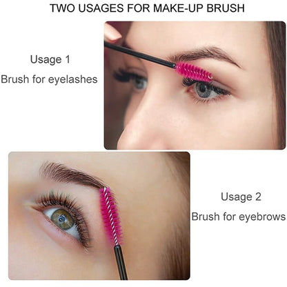 100PCS Disposable Eyelash Mascara Brushes for Eye Lashes Extension Eyebrow and Makeup(Rose)