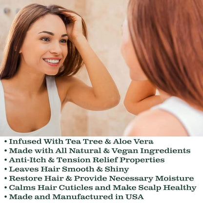 Olivia Care Tea-Tree & Aloe Scalp Serum - Natural & Vegan Ingredients - Moisturize & Anti-Itch Treatment - Stimulate Hair Growth & Repair Damage - 4 FL OZ