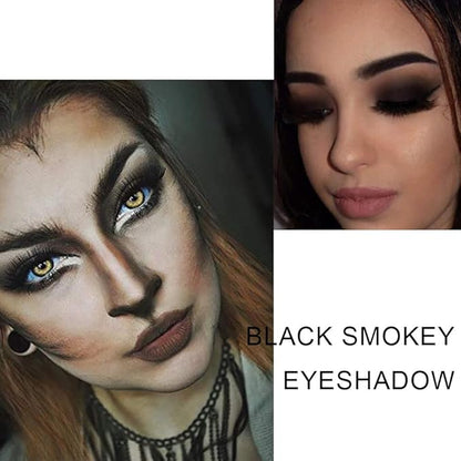 AMY'S DIARY Black Smokey Silver Glitter Shimmer Eye Eyeshadow Makeup Palette,9 Colors Cool Toned Matte Glitter Make Up Black Radiance Eyeshadow Palette Sombras De Ojos Profesional(A)