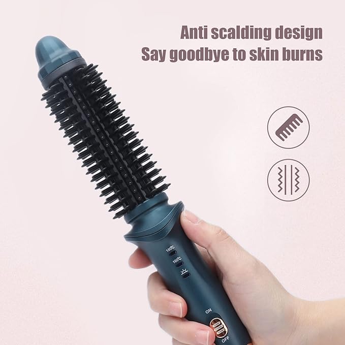 2 In 1 Curling Brush Straight Curly, Curling Iron Hair Dual Purpose Green Portable Thermostatic Electric Hair Brush US Plug 110V