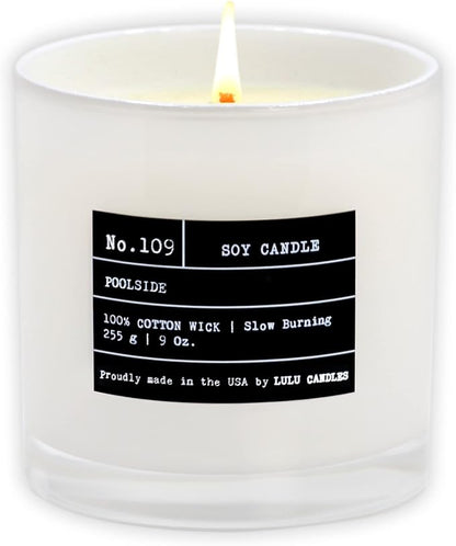 Lulu Candles | Poolside | Luxury Scented Soy Jar Candle | Hand Poured in The USA | Highly Scented & Long Lasting (9 Oz.)