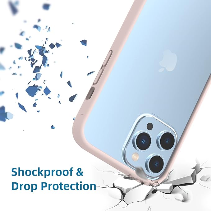 K Tomoto Compatible iPhone 13 Pro Max Case (6.7 Inch), Liquid Silicone Bumper [Shock-Absorb] [Raised Edge Protection] [Drop Protection] [Silky and Soft Touch], Sand Pink