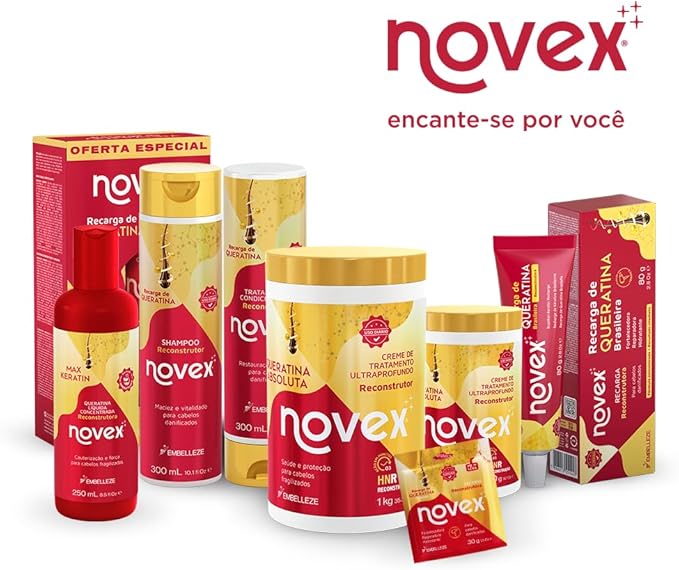 Novex Keratin Recharge Leave in Conditioner - Reconstructive Keratin, Frizz control & Damage Repair