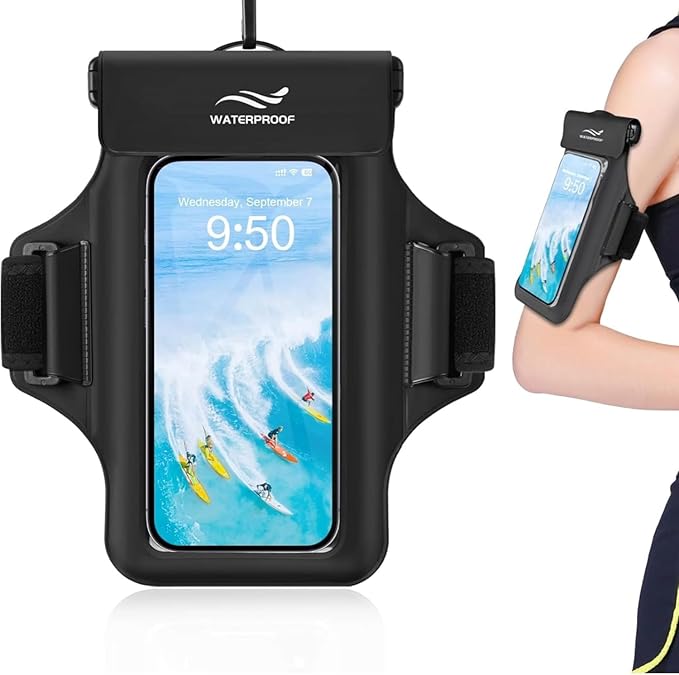 2-in-1 Underwater Waterproof Phone Pouch &Phone Armband for Phones up to 6.7", IPX8 Floating Waterproof Phone Case with Detachable Strap, Dry Bags Waterproof, Beach Vacation Essentials