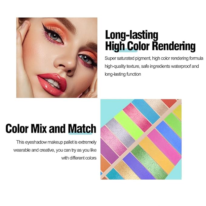 Highly Pigmented Eye Makeup Palette, Matte Shimmer Metallic Eyeshadow Pallet Long Lasting Blendable Natural Colors Make Up Eye Shadows Cosmetics