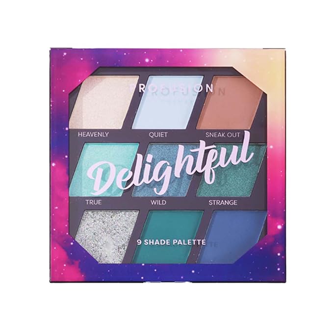 Profusion Cosmetics 9 Shade Pigmented Eyeshadow Palette, Vibrant Matte and Shimmer Colors for Versatile Eye Makeup, Get Glamorous Eyecatching Looks (Delightful)