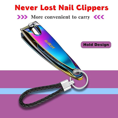 Nail Clipper Set, Sturdy Stainless Steel Fingernails & Toenails Clippers & Nail File, Sharp Effortless Fingernail Toenail Trimmer, Portable Nail Cutter for Women Men（Rainbow）