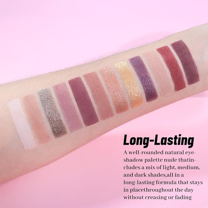 Neutral Smokey Eye Shadow Palette,Nude Mauve Rose Gold Cream Eyeshadow Palette,Make Up Pallets for Women Highly Pigmented Natural Eyeshadow for Eyes Long Lasting Naturing-Looking,Blendable,Vegan