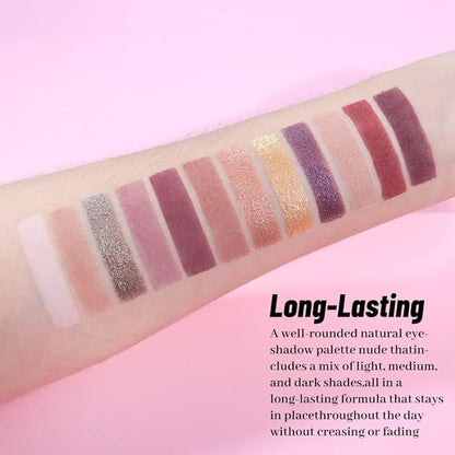 Neutral Smokey Eye Shadow Palette,Nude Mauve Rose Gold Cream Eyeshadow Palette,Make Up Pallets for Women Highly Pigmented Natural Eyeshadow for Eyes Long Lasting Naturing-Looking,Blendable,Vegan
